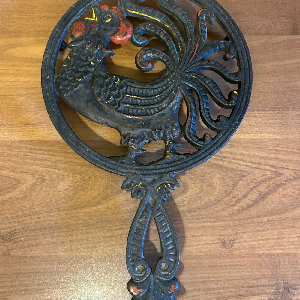 Vintage Rooster Cast Iron Wall Decor Trivet